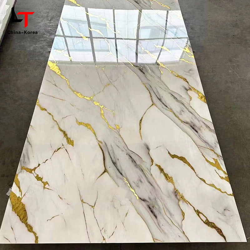 Papan UV PVC 1220×2440mm 3mm tahan air untuk Dekorasi panel Dinding Interior dengan Finishing Gloss Tinggi untuk Dekorasi Desain Kantor Rumah