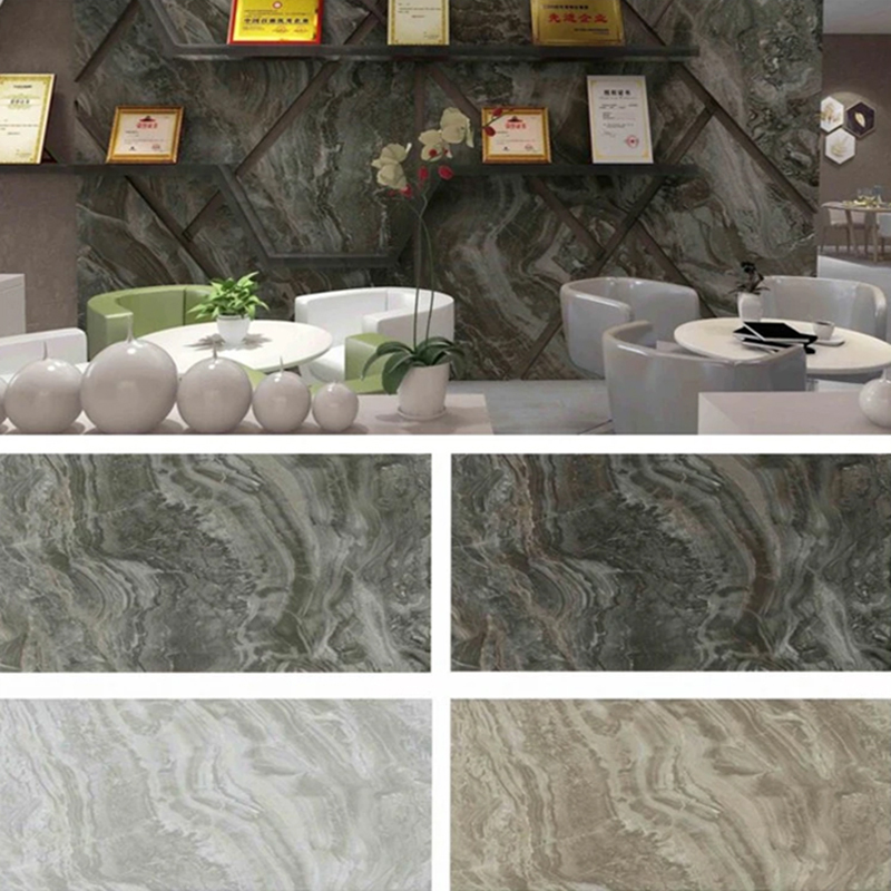 Lembaran Marmer PVC Dilapisi UV 1220×2800mm untuk Furnitur dan Kabinet Dekorasi Ringan dan Tahan Lama Panel Dinding Plastik Laminasi