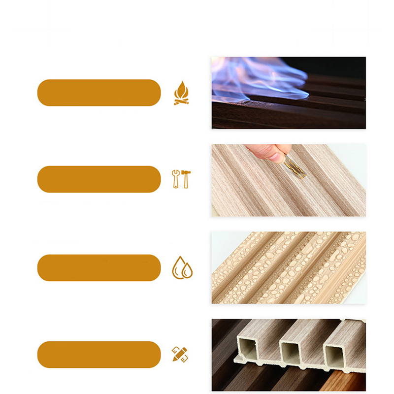 Panel Dinding WPC Dalam Ruangan Papan Dinding Komposit Plastik Kayu Cladding Kedap Suara Tahan Air dan Tahan Api untuk Aplikasi Gym Dekorasi Interior Rumah