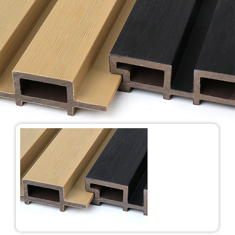 Panel Dinding Bergalur WPC PVC Tahan Air dengan Dinding Bilah Eksterior Kisi-kisi Anti Selip untuk Fasad Luar Ruangan dan Kamar Mandi