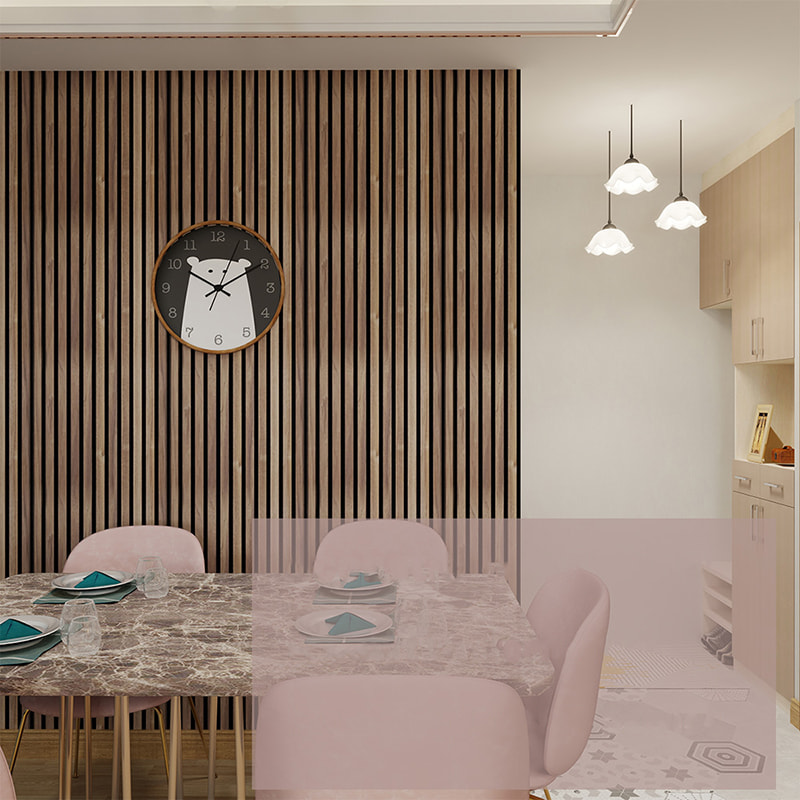 Dekorasi Dinding WPC Akupanel Desain 3D Panel Akustik Poliester Interior Panel Dinding Akustik Serpihan Isolasi Suara Kayu