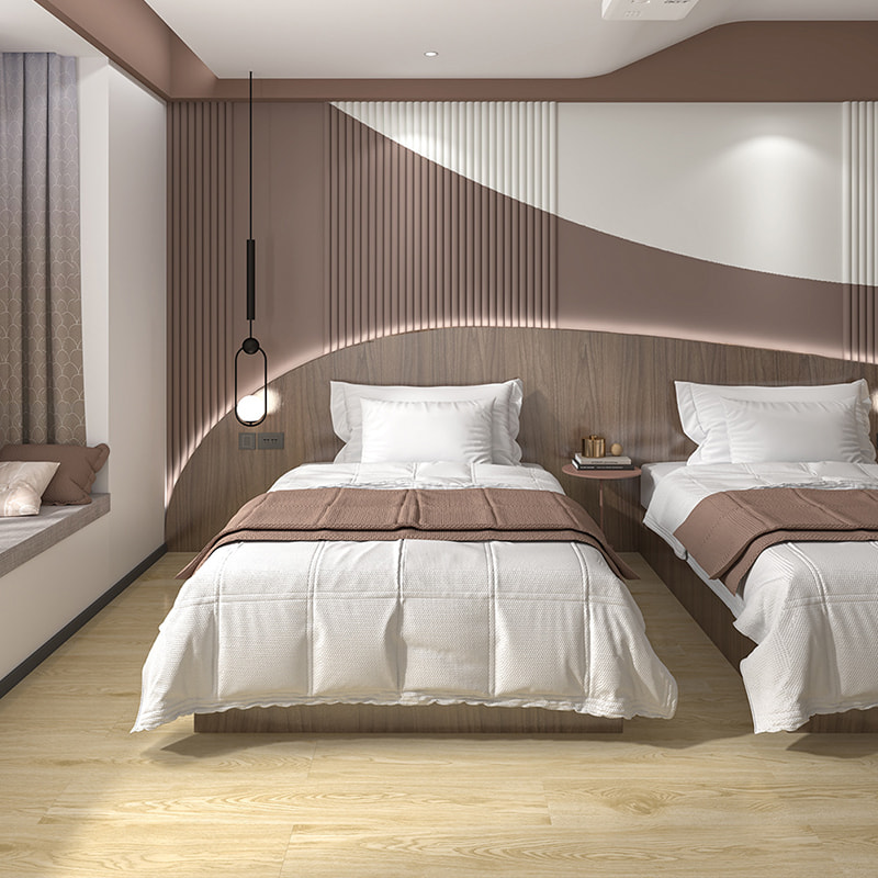 Daya Tahan Ubin Plastik Mengambang Tahan Air Serat Kayu 4Mm 5Mm 6Mm 7Mm 8Mm PVC Klik Papan Vinil Lantai SPC