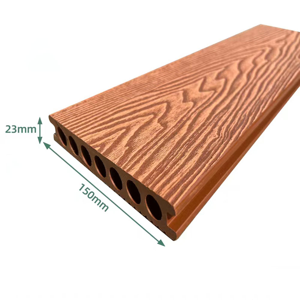 Interlock Wpc Outdoor Decking 3D Embossing Butir Kayu Komposit Decking Board Lantai Tekstur Plastik Kayu